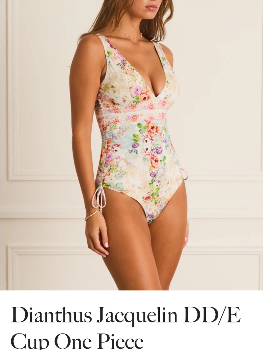 Aqua Blu Floral V-Neck One Piece Swimsuit in Pastel Multicolor